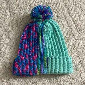 Colorful Crochet Beanie with Pom-Pom